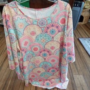 Emery Rose Floral Pastel Women's Tunic Top Size 4xl